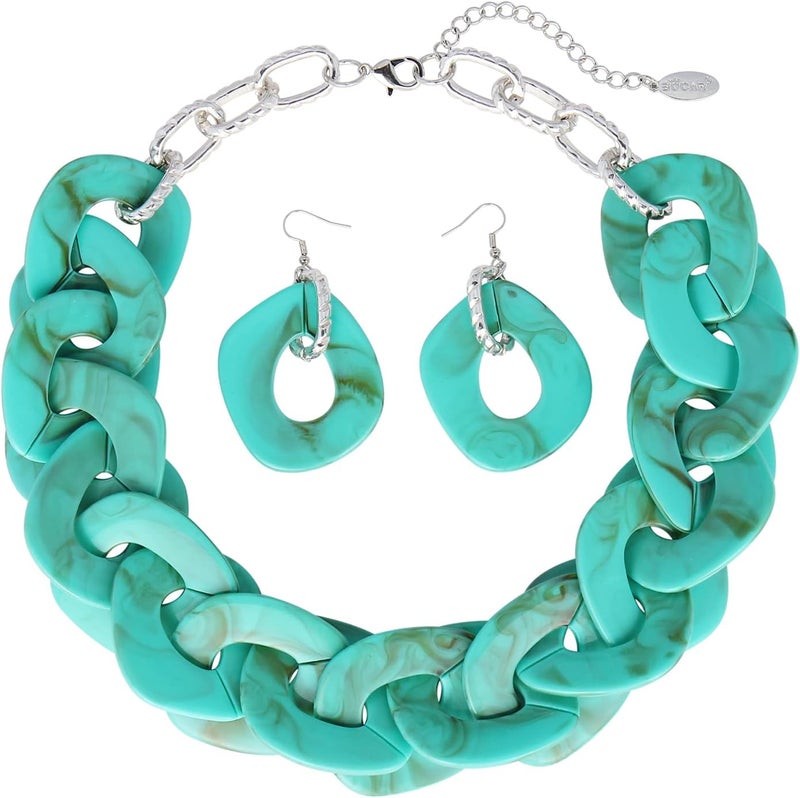 Bocar قلادة تشوكر كوبية سميكة من الأكريليك للبيان - قلادة برباط موضة للنساء (NK-10666) - Image 1